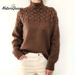Women’s Braided High-Neck Warm Knit Sweater