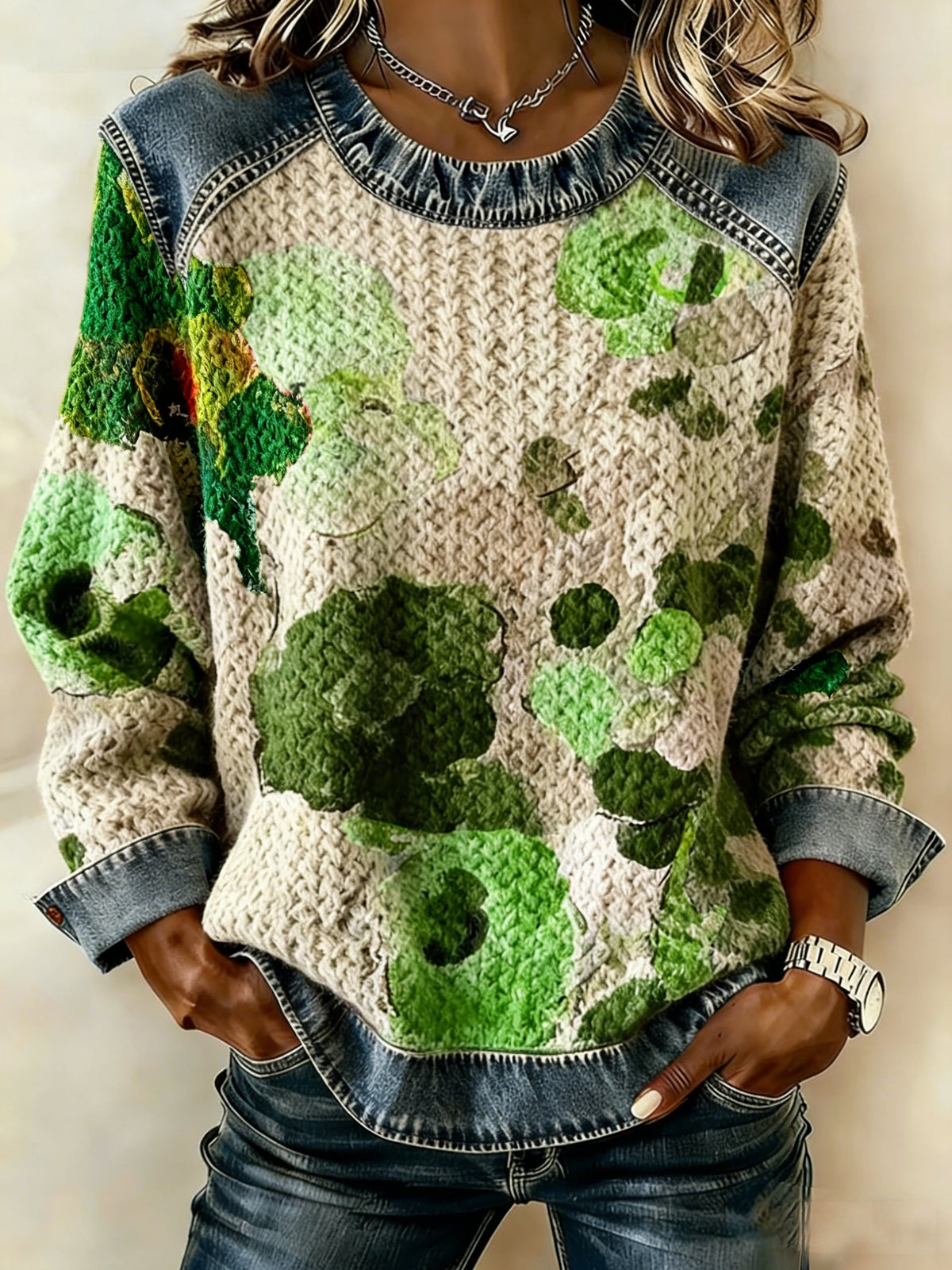 Women's Retro Floral Print Top