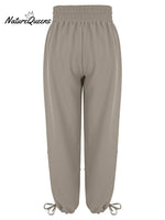 Women's Casual Fashion Solid Color Strap Pocket Wide Leg Pants