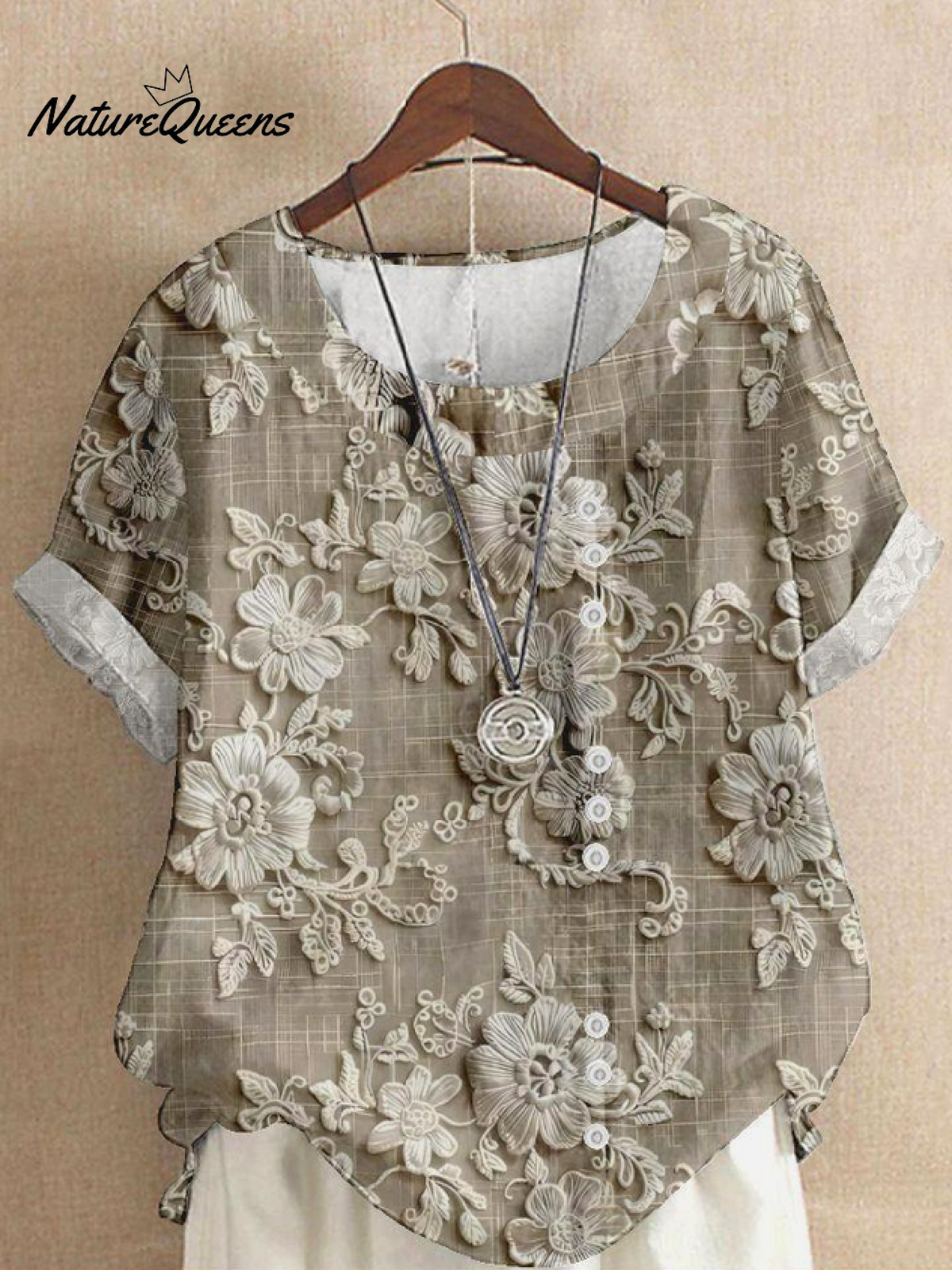 Ethnic 3D Printing Short sleeve button T-Shirt