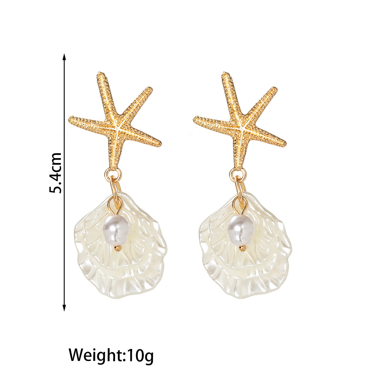 Starfish Imitation Pearl Shell Earrings