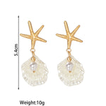 Starfish Imitation Pearl Shell Earrings