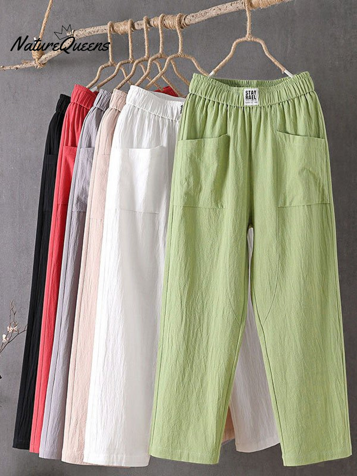 Casual Plain Natural Ankle Pants Straight Pants