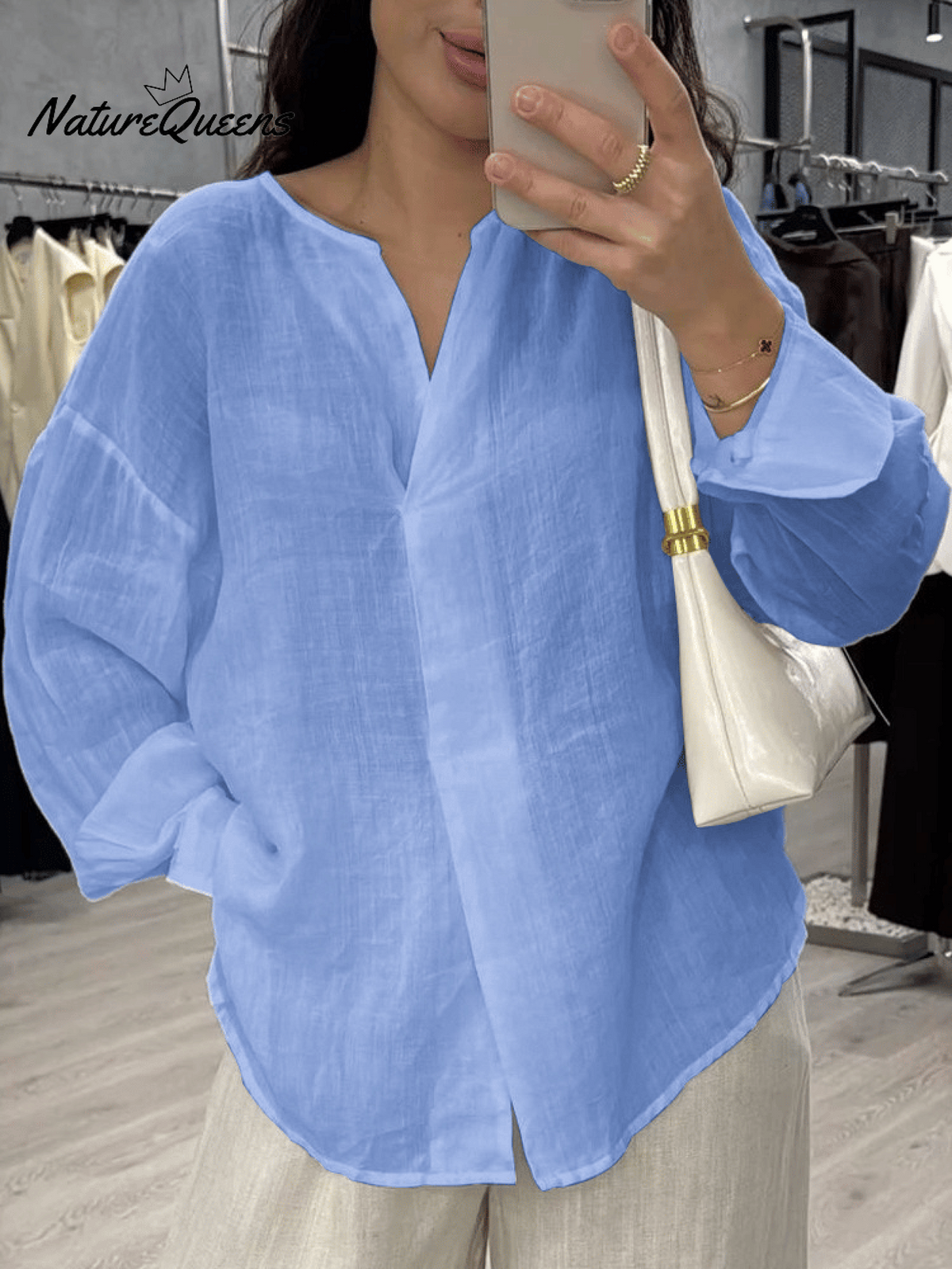 Women's Casual Solid Color Cotton Linen Shirt
