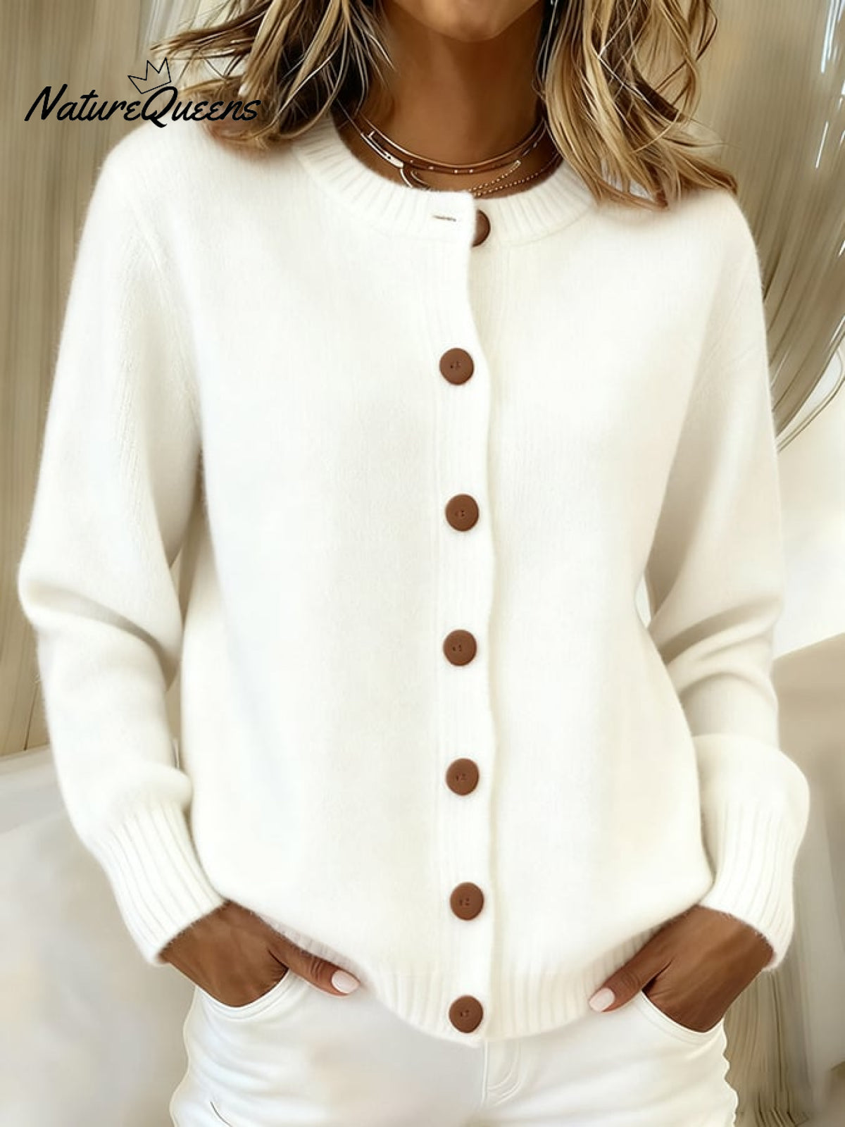 Women's Casual Retro Solid Color Knitted Cardigan