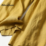 Cotton Linen Loose Semi - Elastic Cropped Pants