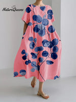 Women’s Retro Botanical Floral Design Printed Casual Loose Dress Red / S