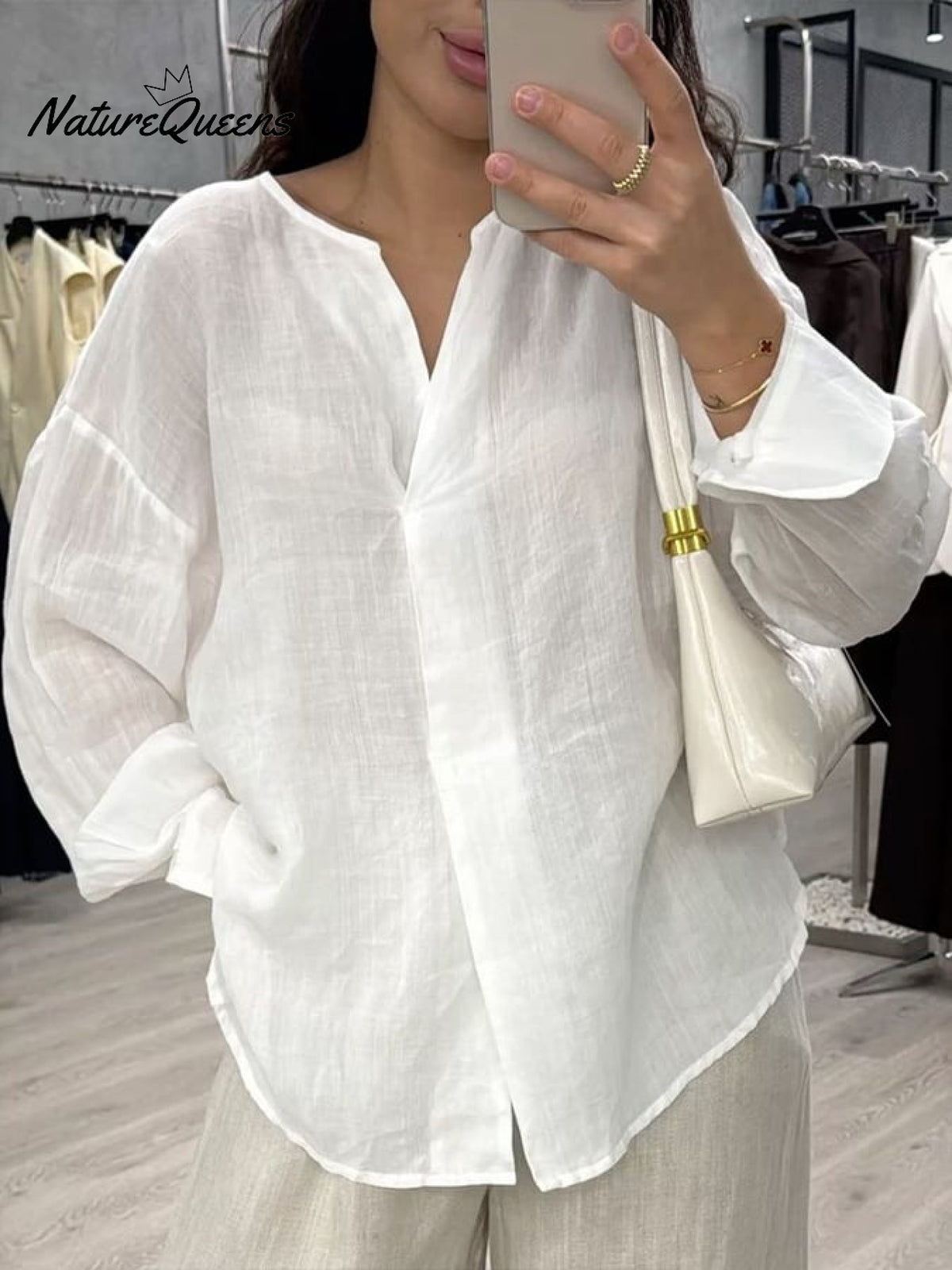 Women's Casual Solid Color Cotton Linen Shirt