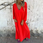 🔥Hot Sale 50% OFF🔥V-neck Solid Color Lantern Sleeve Dress