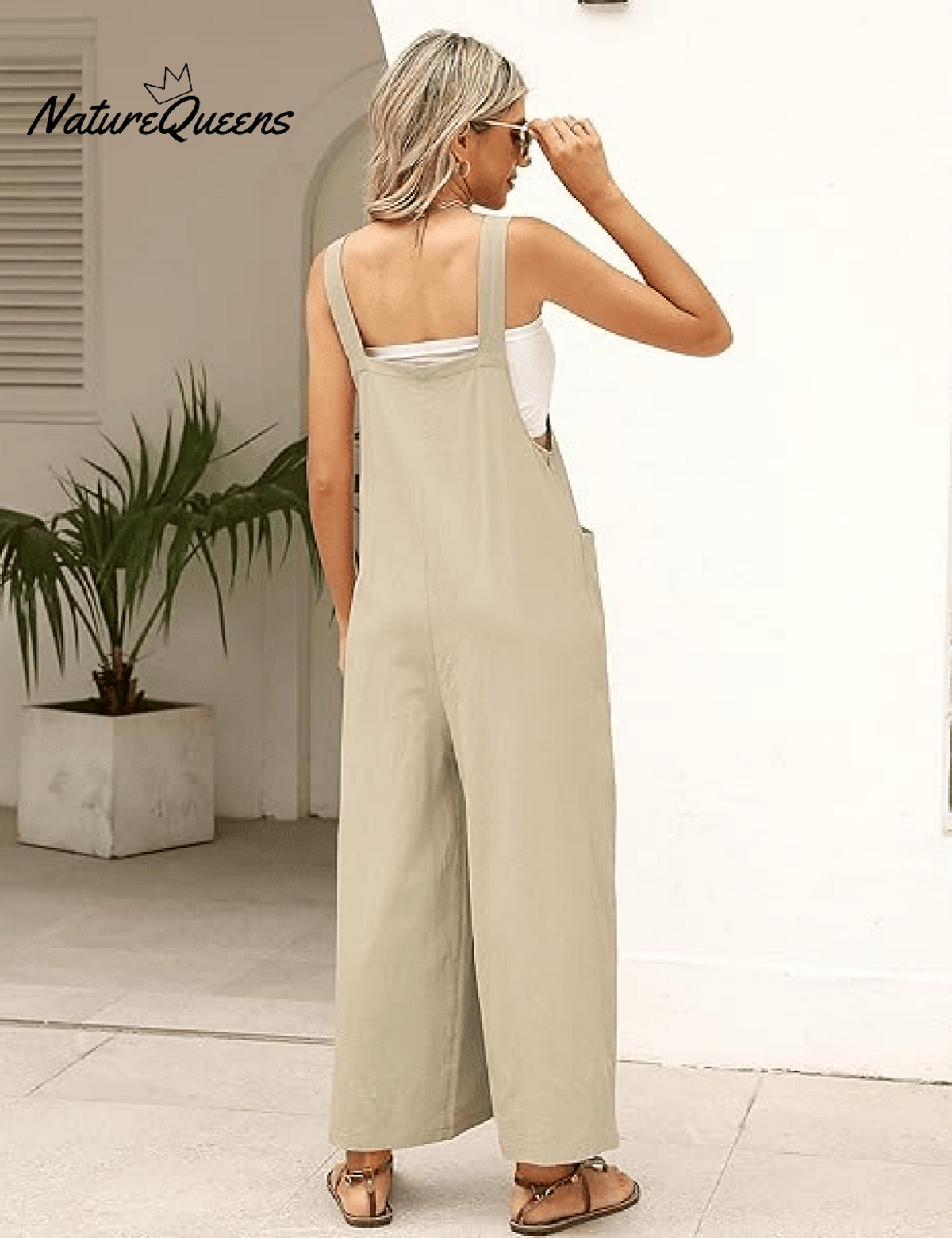 Women's Summer Cotton Linen Overalls �Adjustable & Relaxed Fit Jumpsuit