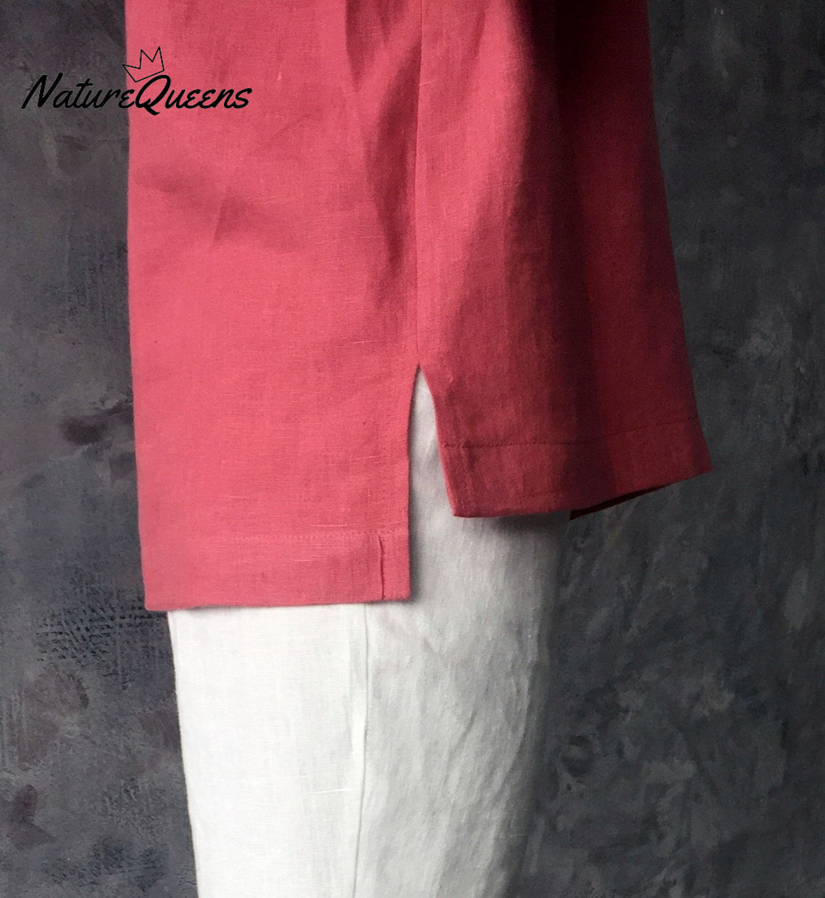 Women's Salmon color pink linen top MaTuTu Linen Style blouse