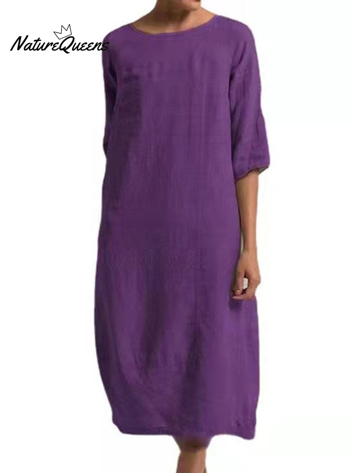 Casual Solid Color Dress Purple / S