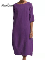 Casual Solid Color Dress Purple / S