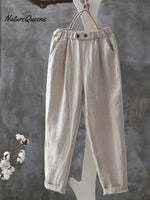 Women's Solid Color Simple Versatile Loose Casual Cotton And Linen Pants