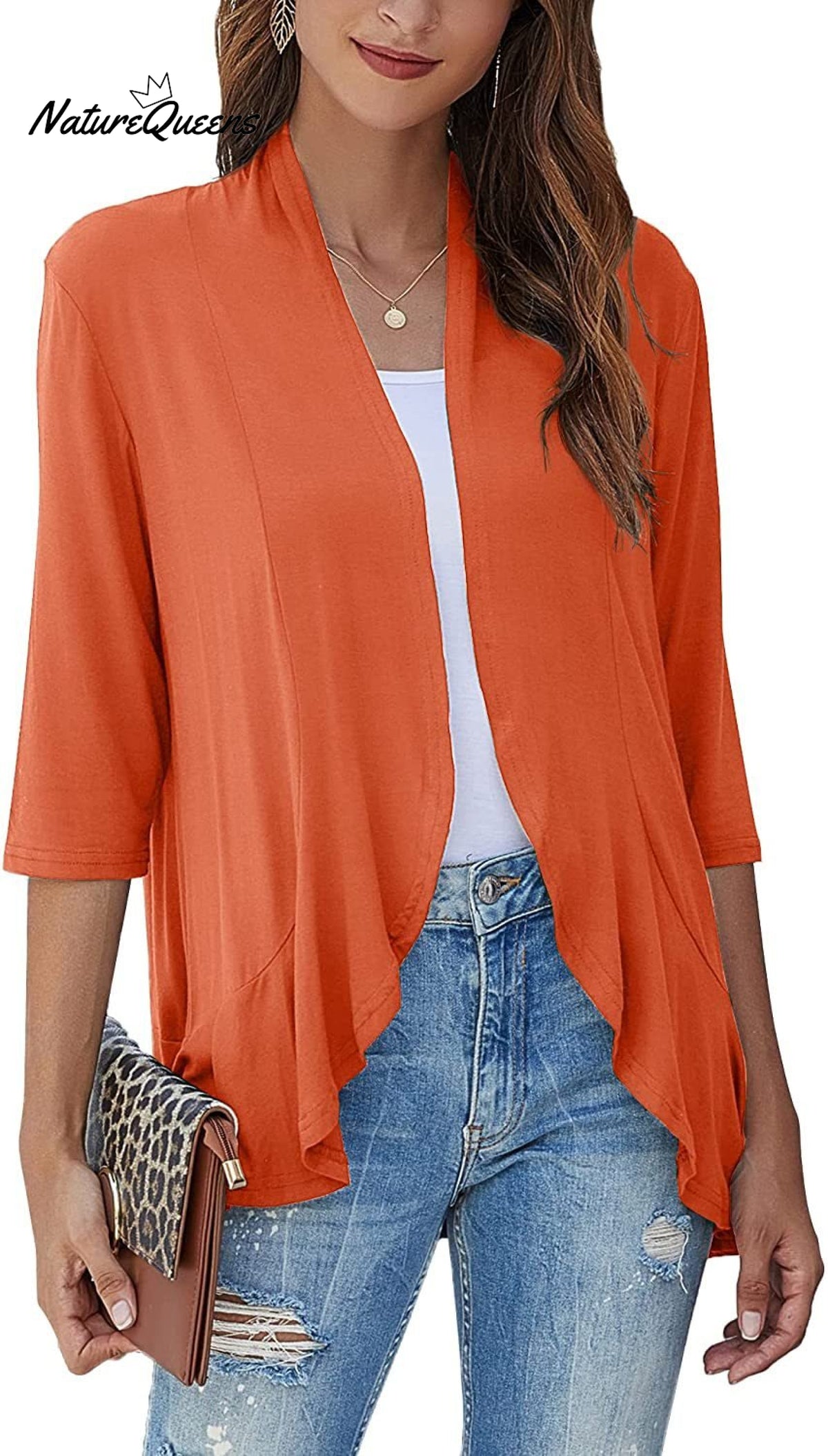Women’s Casual Lightweight Open Front Cardigans Coral / S (Uk6 - 8)