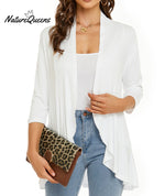 Women’s Casual Lightweight Open Front Cardigans White / S (Uk6 - 8)