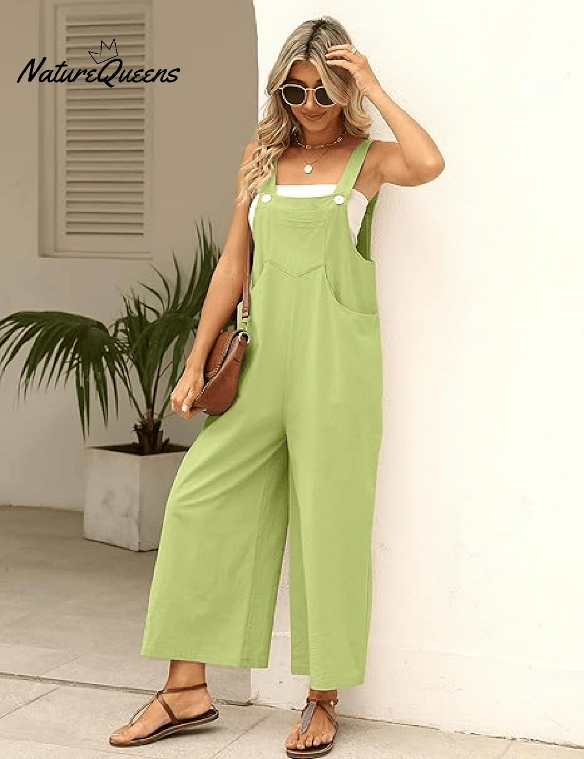 Women's Summer Cotton Linen Overalls �Adjustable & Relaxed Fit Jumpsuit