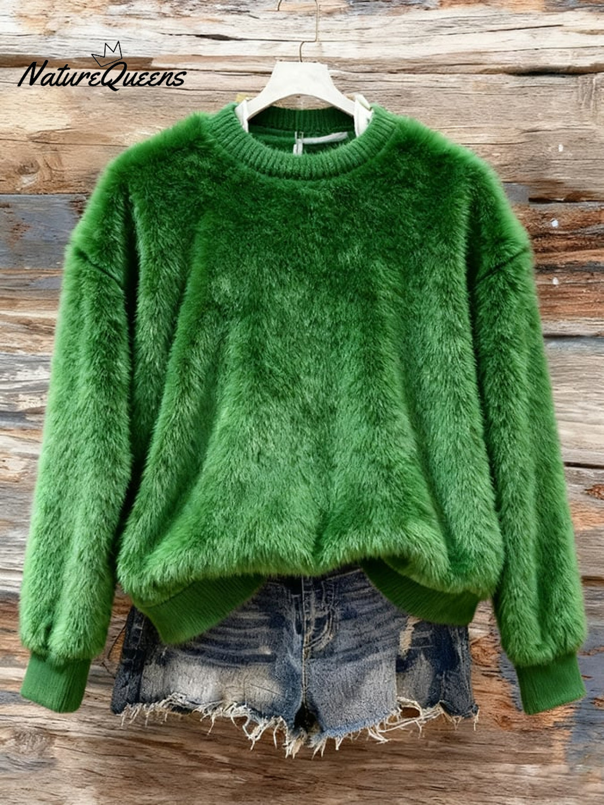 Women's Casual Solid Color Flannel Long Sleeve Sweatshirt