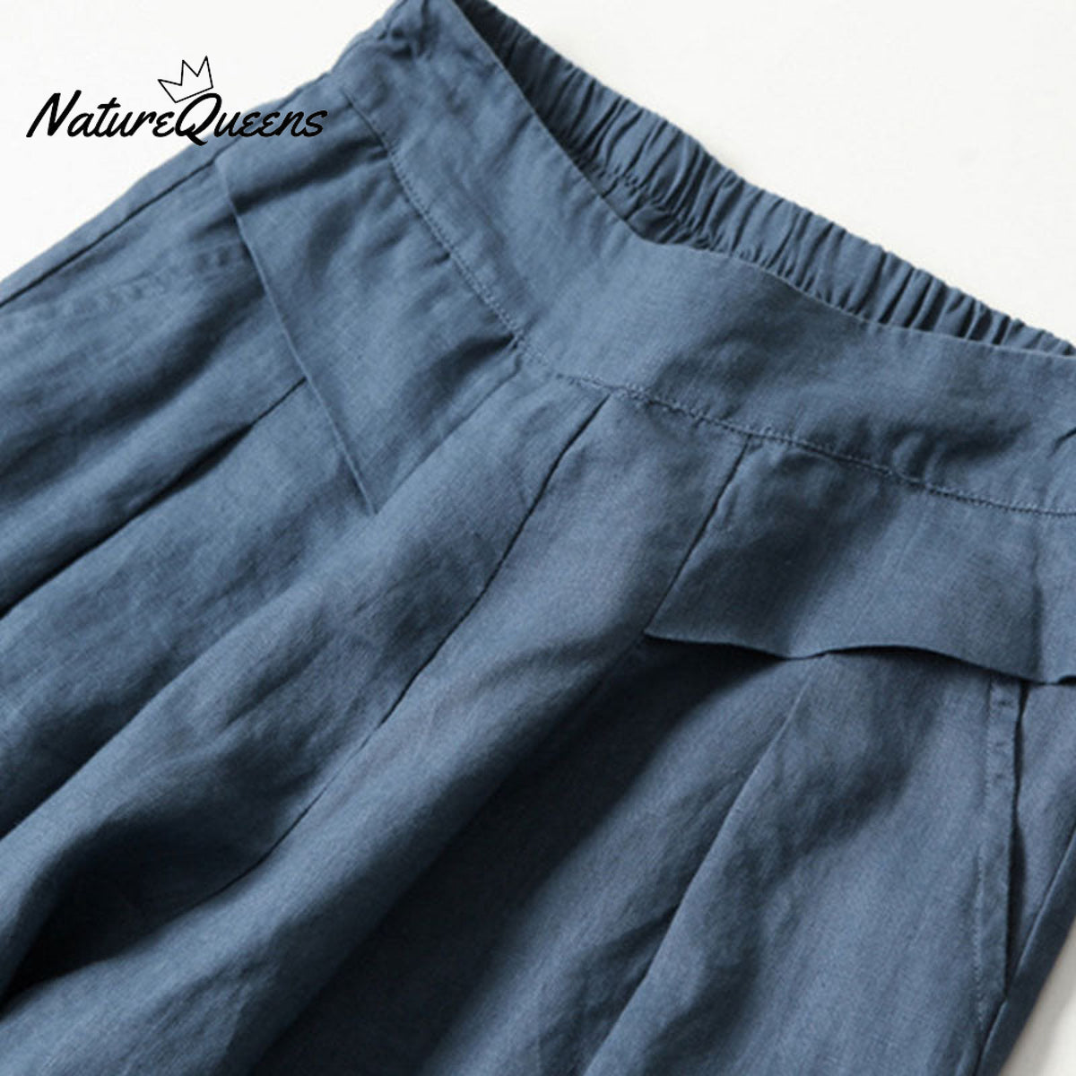 Cotton Linen Loose Semi - Elastic Cropped Pants