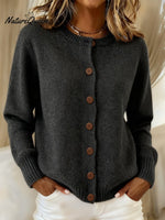 Women's Casual Retro Solid Color Knitted Cardigan