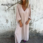 🔥Hot Sale 50% OFF🔥V-neck Solid Color Lantern Sleeve Dress