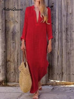 Women‘s Cotton Linen Dress Shirt Dress Casual Dress Shift Dress Maxi long Dress