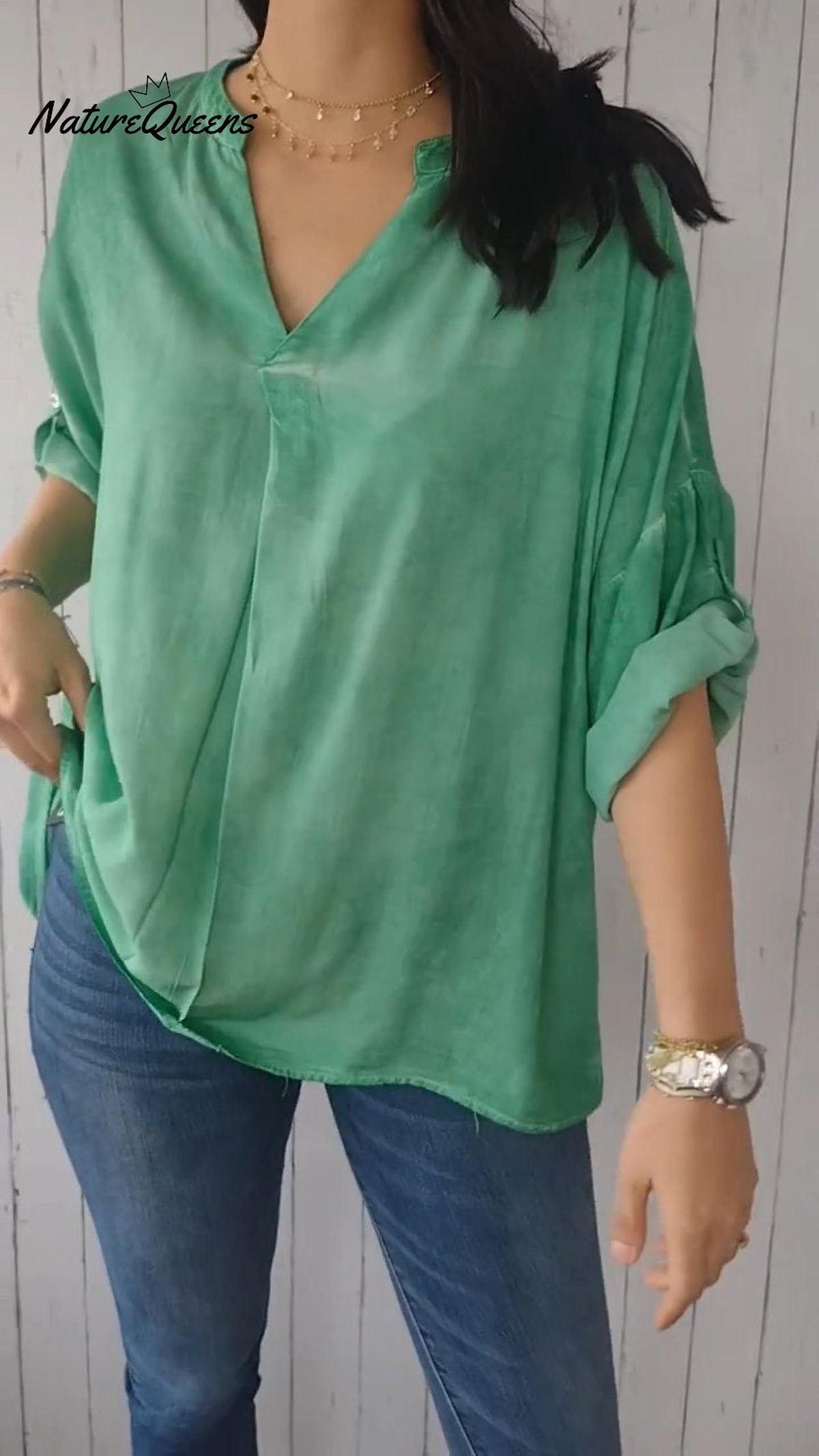 V-neck Mid-sleeve Comfortable Casual Top