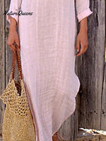 Women‘s Cotton Linen Dress Shirt Dress Casual Dress Shift Dress Maxi long Dress