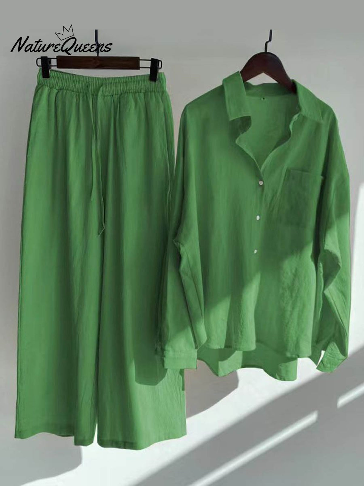 Women's Solid Color Loose Elegant High Waist Casual Cotton And Linen Suit