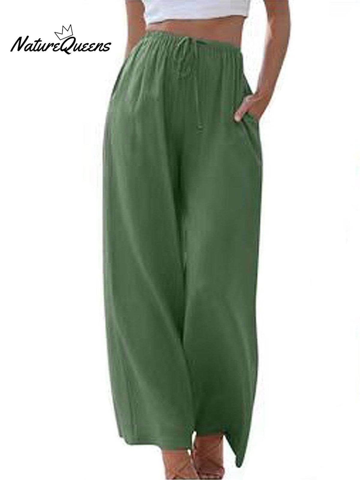 Women's Solid Color Loose Elegant Casual Simple Cotton And Linen Pants