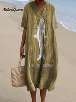 Sardine Fish Graphic Printed Women's Flowy Dress