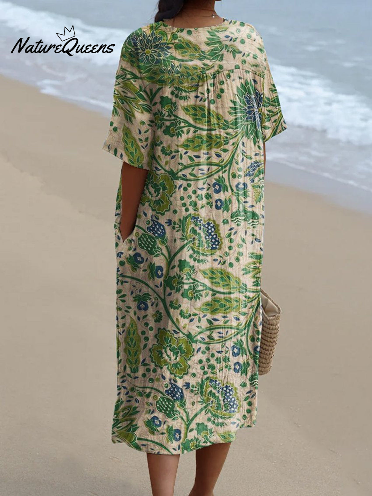 Women's Retro Flower Art PrintCasual Dress