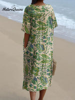 Women's Retro Flower Art PrintCasual Dress