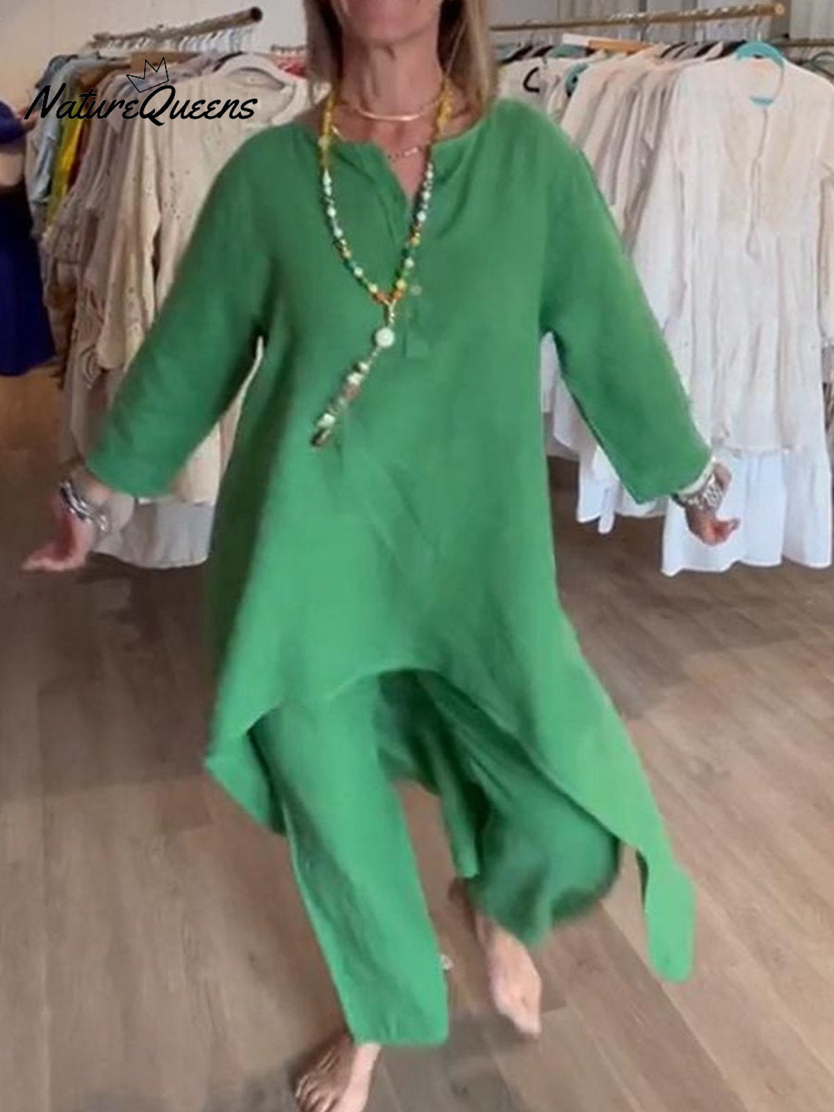 Women’s Solid Color Casual Suit Green / S