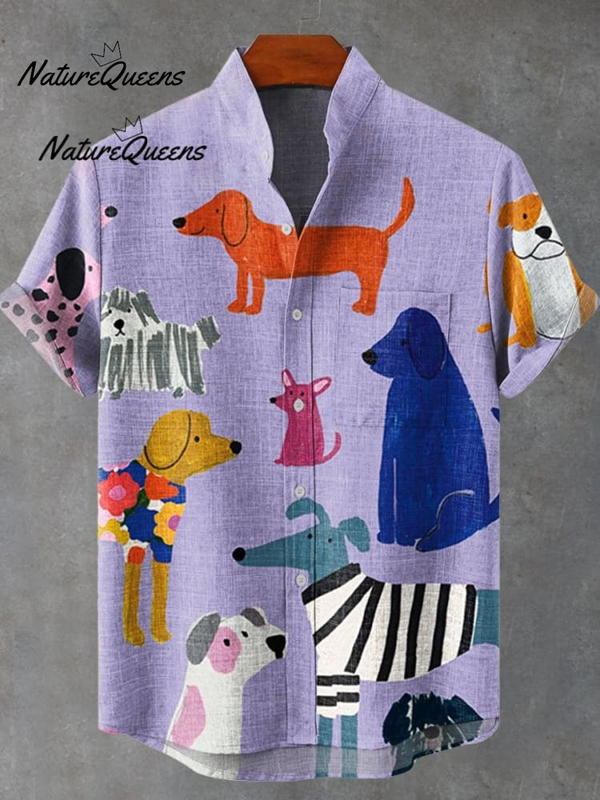 Women's DogArt Print Casual Cotton And Linen Shirt