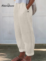 Women’s Printed Cotton And Linen Casual Pants Sand / S