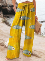 Women's Vintage Fish Art Print Casual Cotton And Linen Shirt