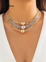 Punk Multi - Layered Necklace Bracelet 11 / Onesize