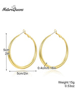 Geometric Metal Shape Plain Hoop Earrings 5 / Onesize