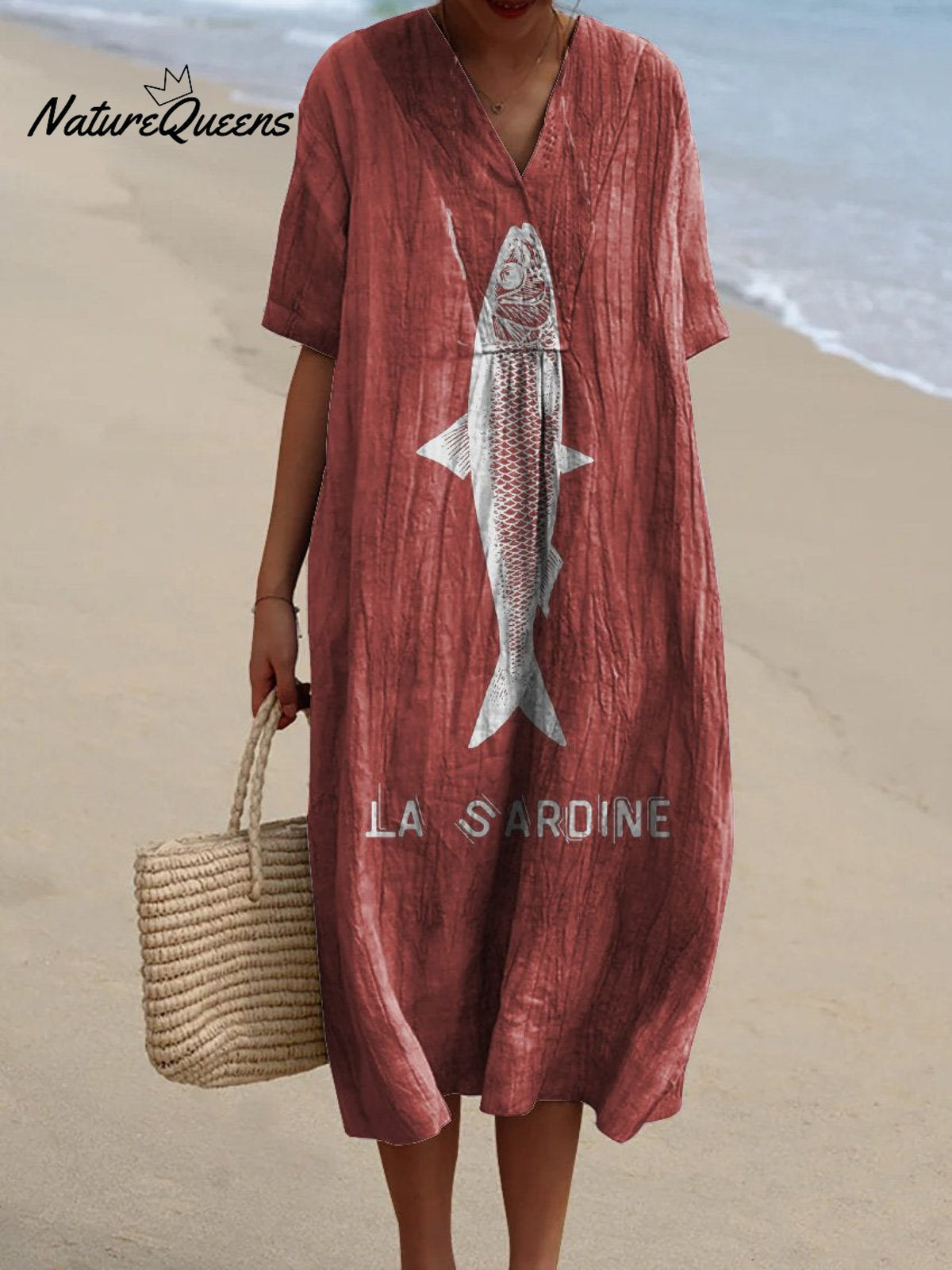 Sardine Fish Graphic Printed Women's Flowy Dress