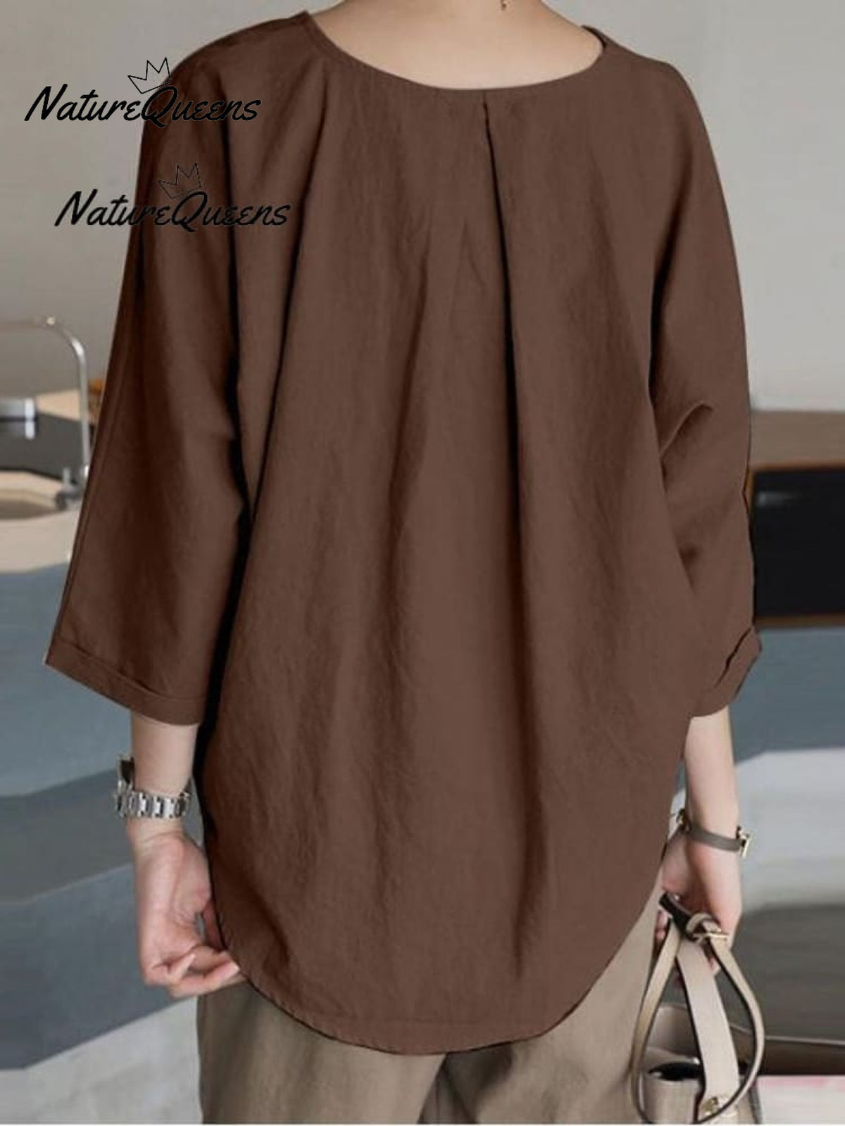 Women's Solid Color Loose Elegant Casual Cotton And Linen T-Shirt