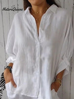 Women’s Cotton & Linen Casual Tie - Back Shirt White / S