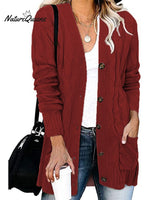 Loose Twist-button Jacket and Casual Knitted Cardigan