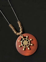 Women's Ethnic Style Wood And Alloy Long Chain Necklace