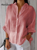 Women’s Cotton & Linen Casual Tie - Back Shirt Pink / S