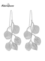 Retro Leaves Necklace Earrings / Silver