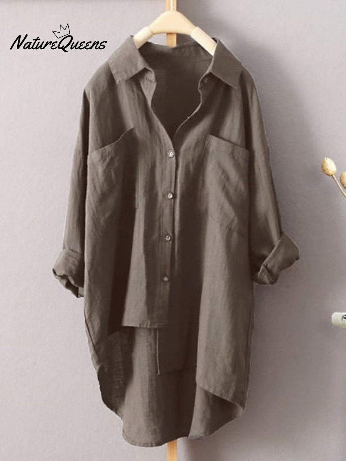 Women's Solid Color Loose Elegant Casual Cotton And Linen Shirt