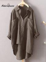Women's Solid Color Loose Elegant Casual Cotton And Linen Shirt