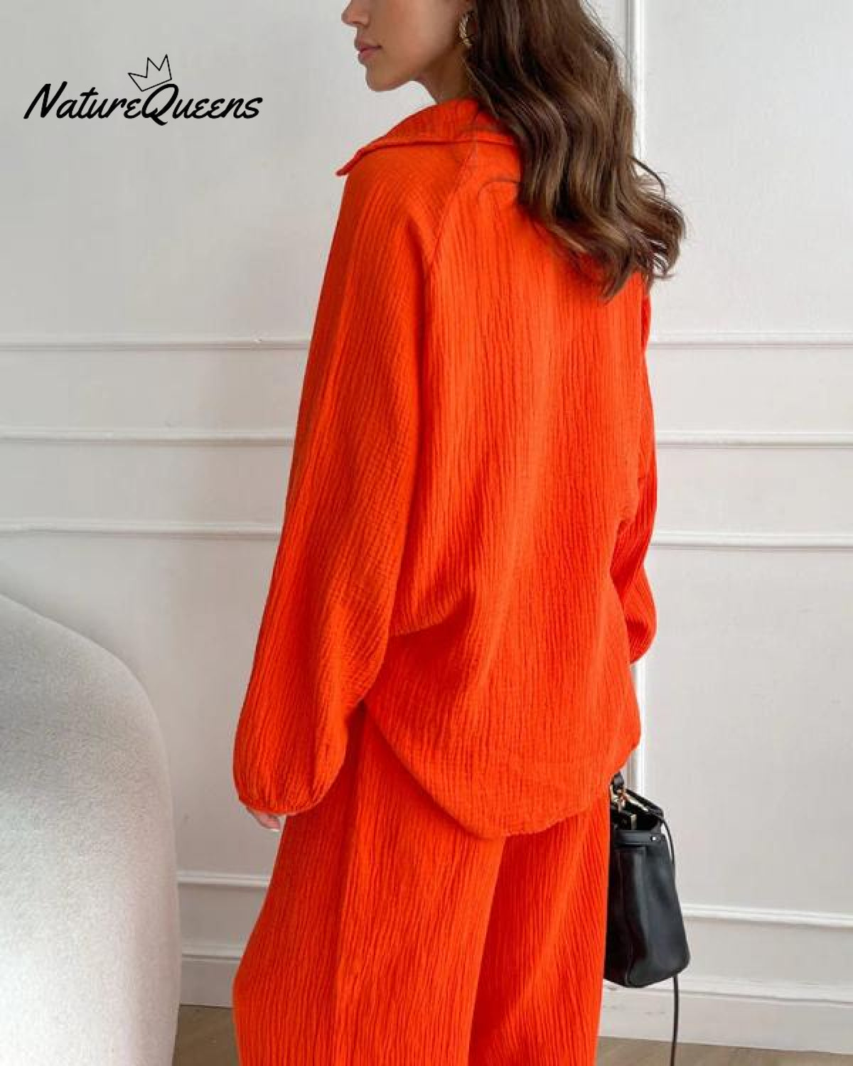 Casual Two-Pieces Outfits Solid Color Casual Top Loose Bootcut Trousers Pants Sets