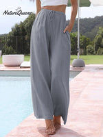 Women's Solid Color Loose Elegant Casual Simple Cotton And Linen Pants